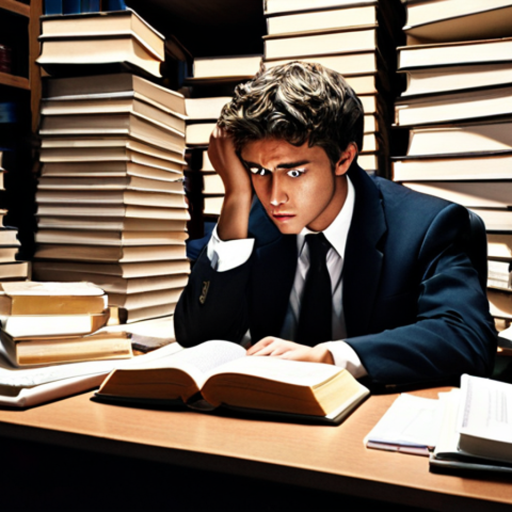 **Prompt 1: Initial Struggle to Clarity**
    A law student sits overwhelmed at a desk piled high with dusty law books, thick case files, and multiple computer screens displaying dense legal texts. Their expression is one of frustration and exhaustion. Above the clutter, a luminous, abstract AI interface glows, projecting concise summaries and highlighted key information directly onto the documents and screens, creating visible pathways of clarity through the chaotic pile. The lighting emphasizes the contrast between the overwhelming darkness of disorganized information and the bright, guiding light of the AI. Realistic, academic, conceptual, high detail, atmospheric.